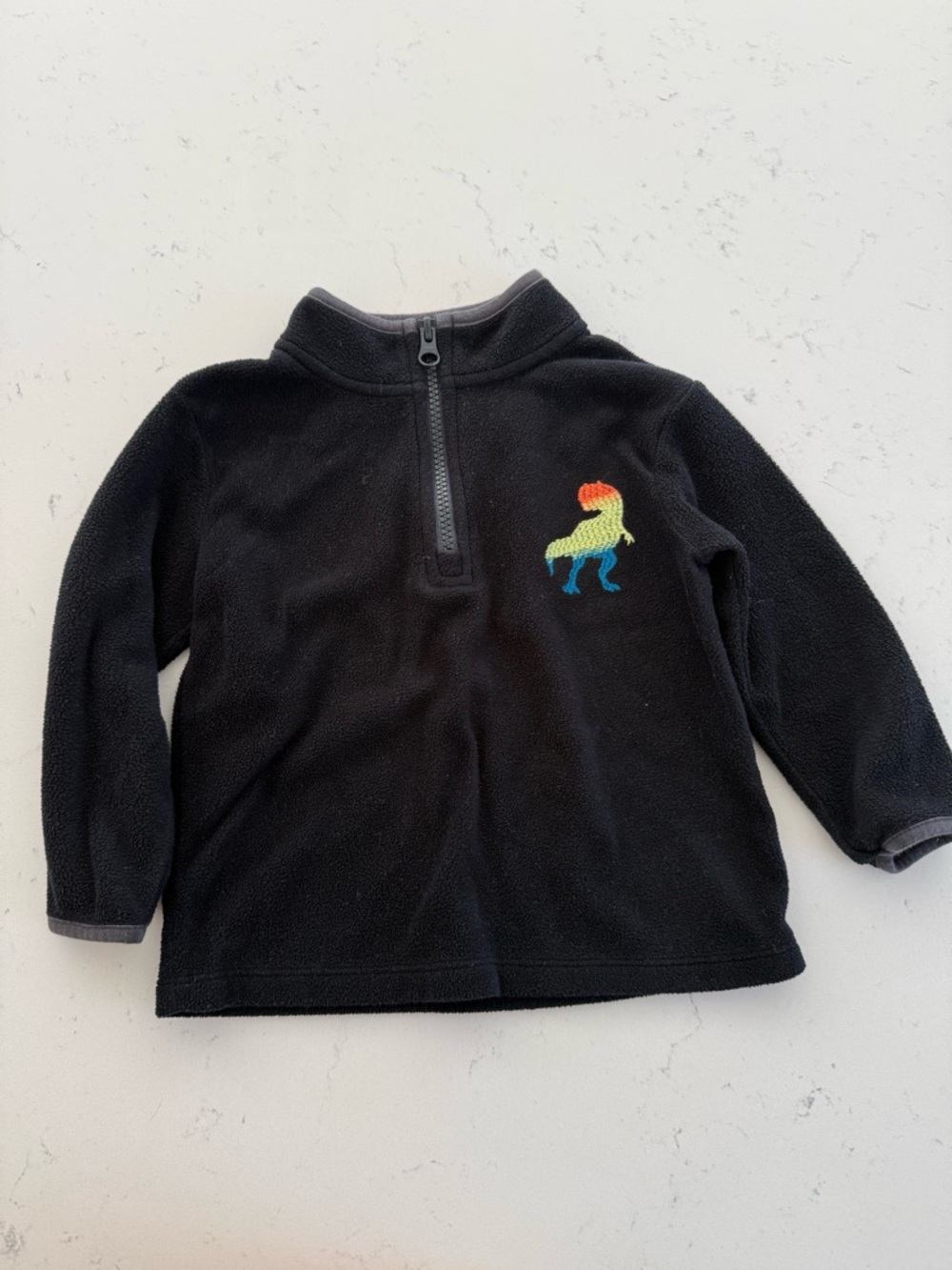 Cat & Jack Black Half-Zip Fleece with Rainbow Dinosaur
